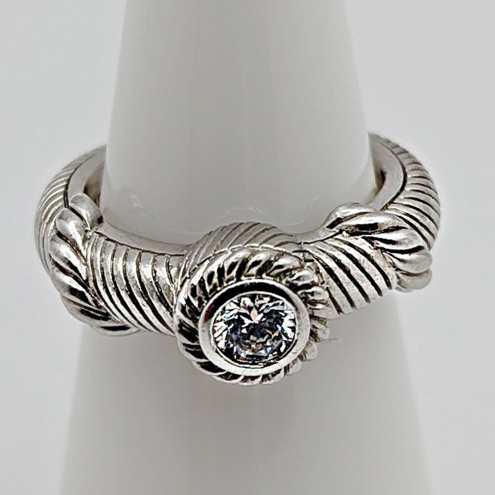 Judith Ripka Sterling Cable Ring - Solitaire Ring - CZ Ring